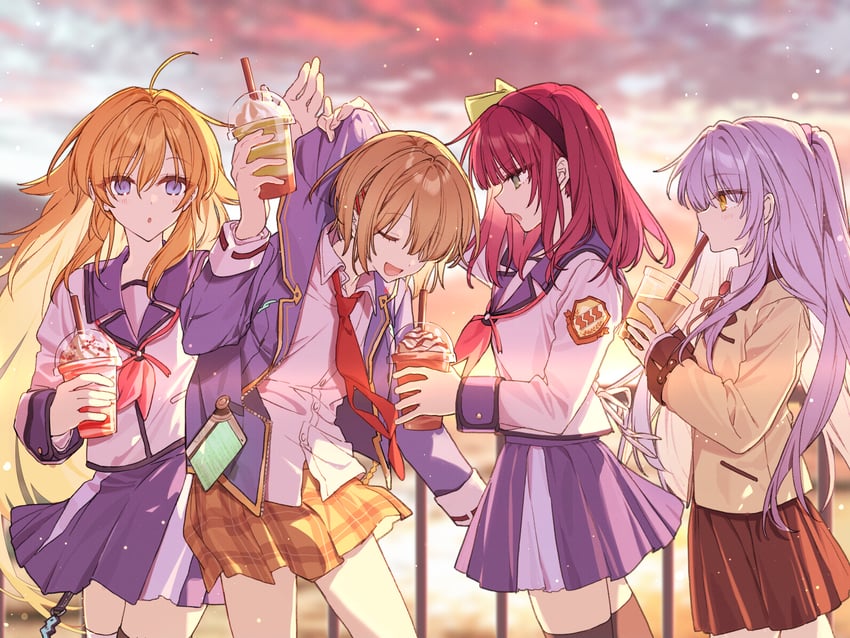 tachibana kanade, nakamura yuri, kayamori ruka, and sekine shiori (angel beats! and 2 more) drawn by hanagata