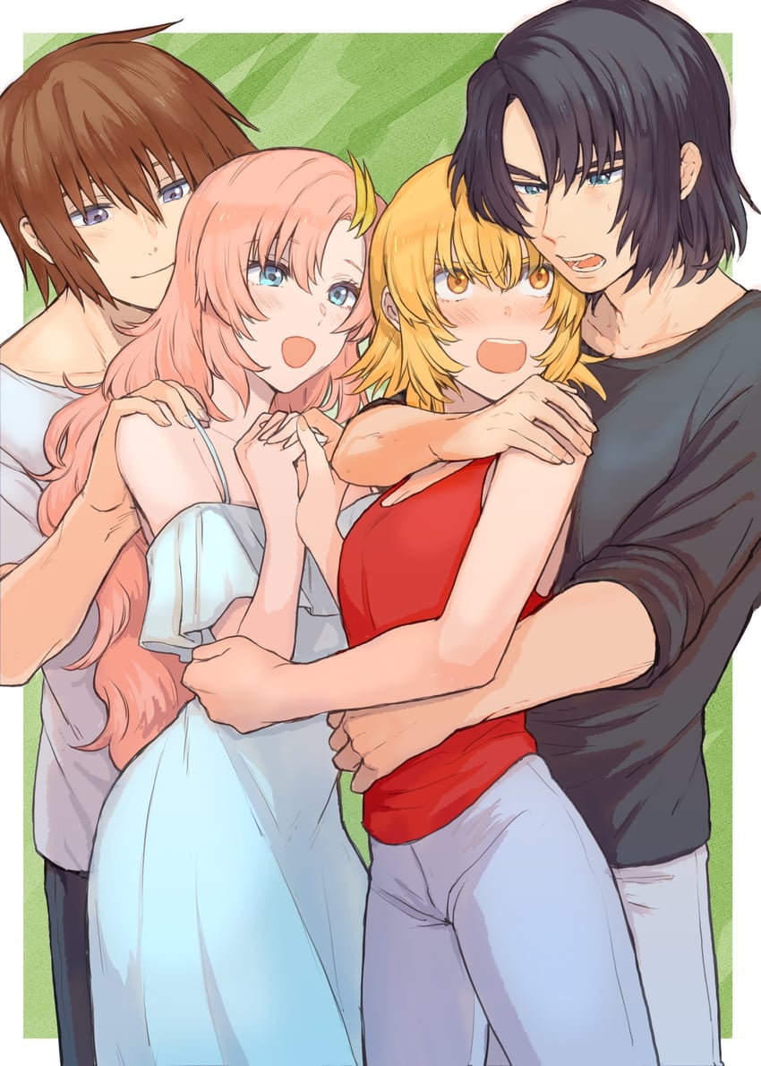 cagalli yula athha, athrun zala, lacus clyne, and kira yamato (gundam and 1 more) drawn by kimi88407604