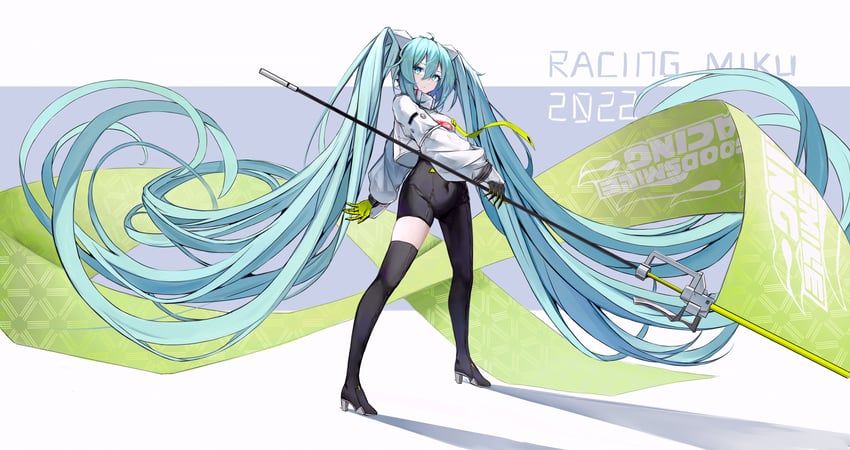 hatsune miku and racing miku (vocaloid and 1 more) drawn by xy_wang