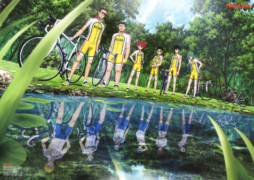 makishima yuusuke, onoda sakamichi, naruko shoukichi, imaizumi shunsuke, tadokoro jin, and 1 more (yowamushi pedal) drawn by matsuda_shinji_(animator)