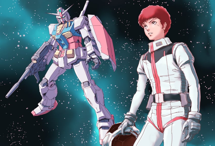 rx-78-2 gundam and amuro ray (original and 2 more) drawn by teikoku_jokyoku