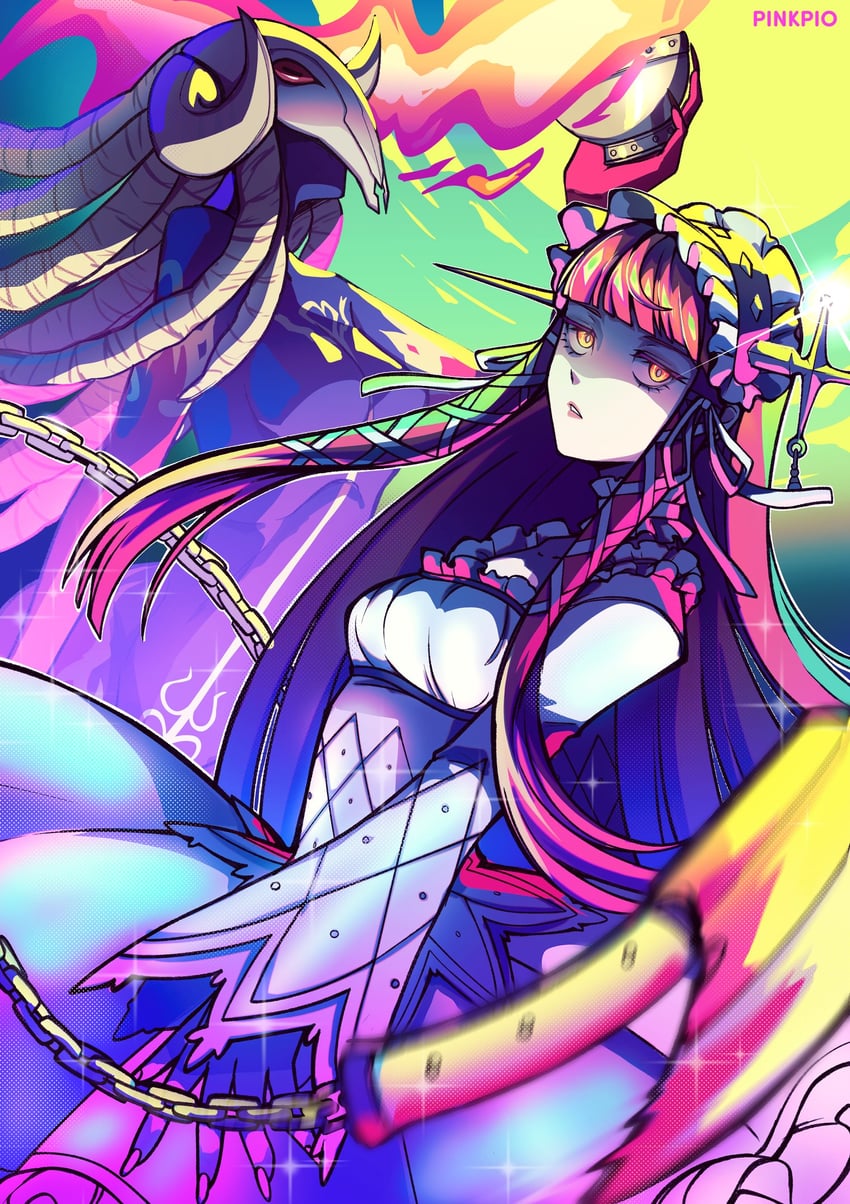 yoshino chidori and medea (persona and 1 more) drawn by pinkpio1