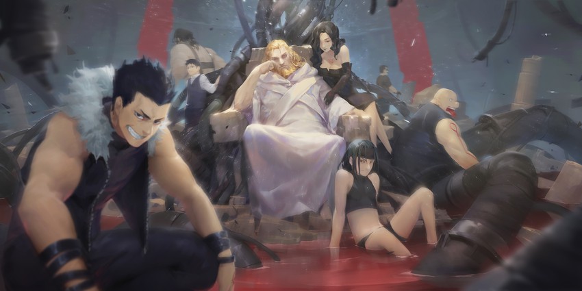 lust, greed, envy, pride, king bradley, and 4 more (fullmetal alchemist) drawn by baraba_baba