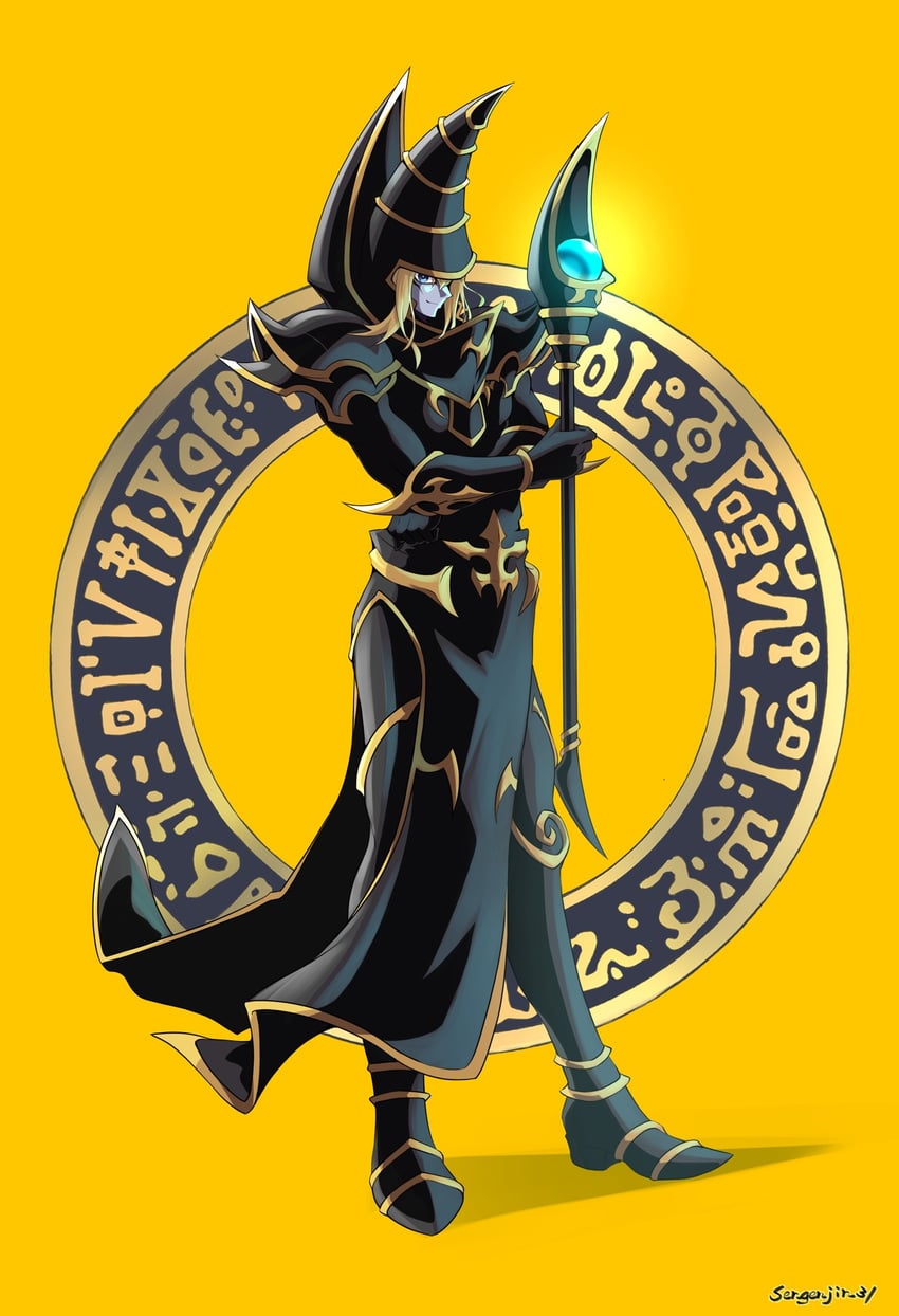 dark magician and dark magical circle (yu-gi-oh!) drawn by sengenjin31