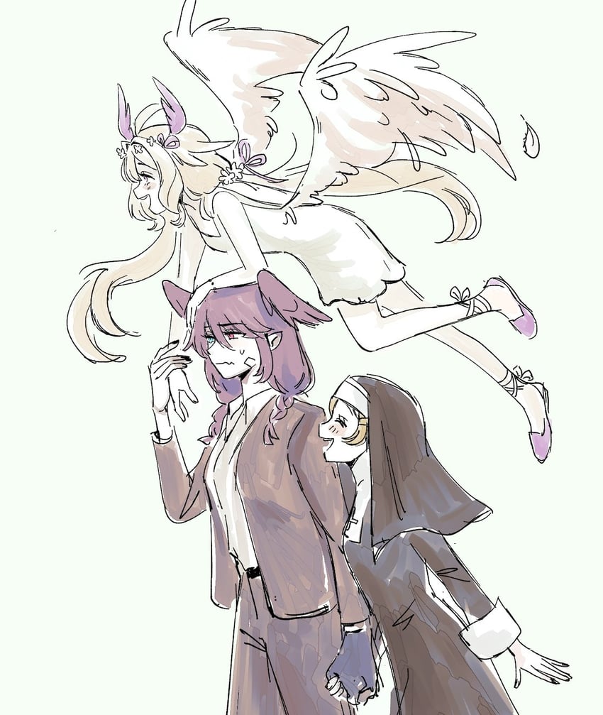 selen tatsuki, pomu rainpuff, and enna alouette (nijisanji and 1 more) drawn by nasty_omnivore