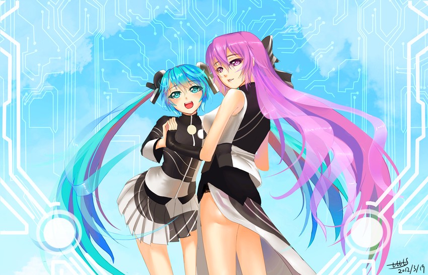 hatsune miku and megurine luka (vocaloid and 3 more) drawn by tianlluo