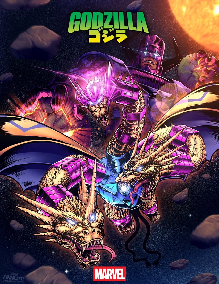 king ghidorah and galactus (marvel and 2 more) drawn by thomdotartz