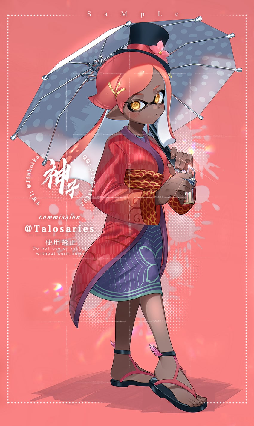 inkling player character and inkling girl (splatoon) drawn by jinkoika