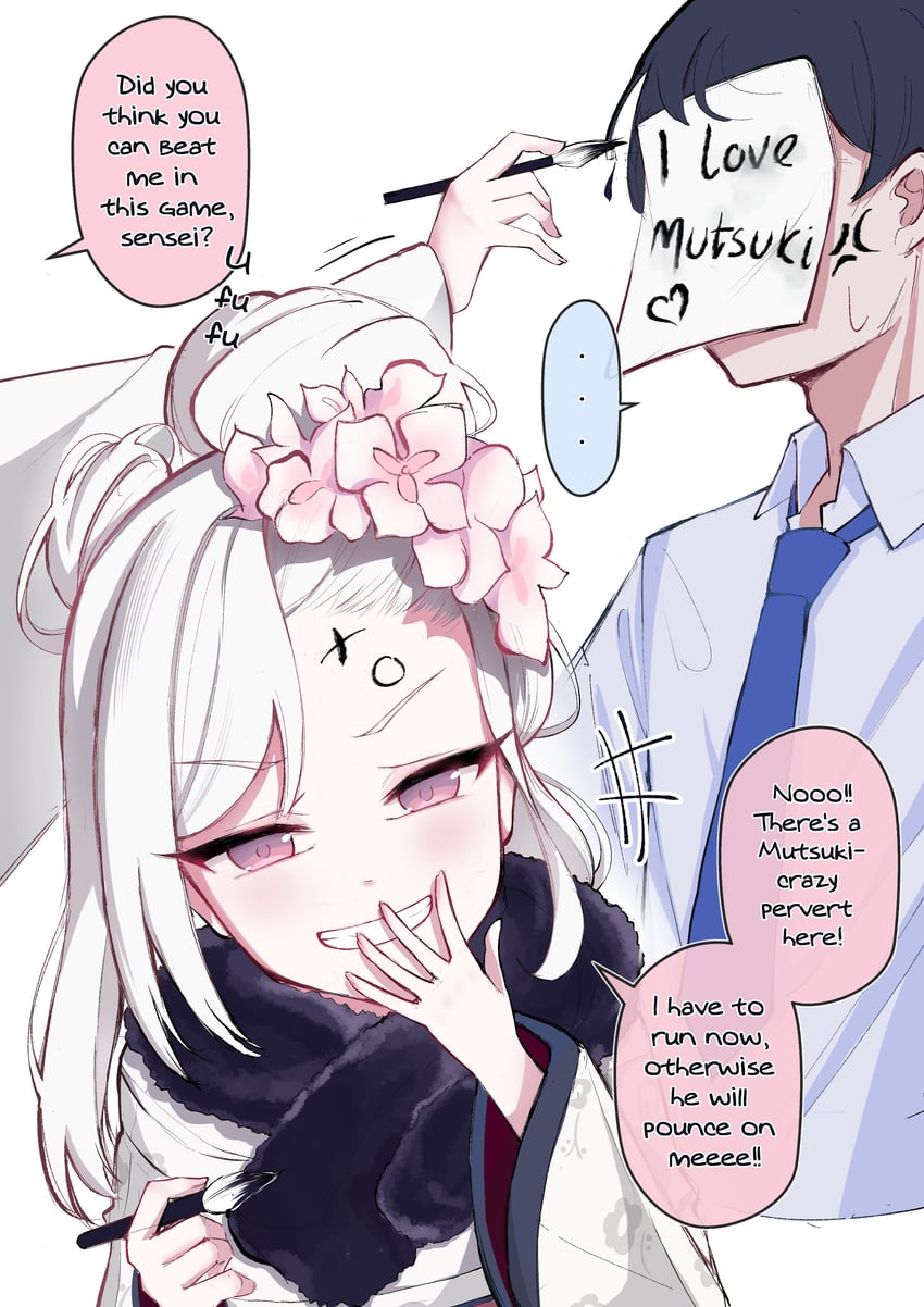 sensei and mutsuki (blue archive) drawn by clover_dot_(clov_erd)