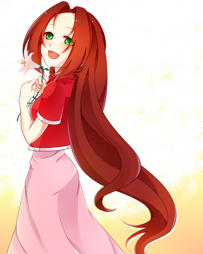 aerith gainsborough (final fantasy and 1 more) drawn by heki_kiri