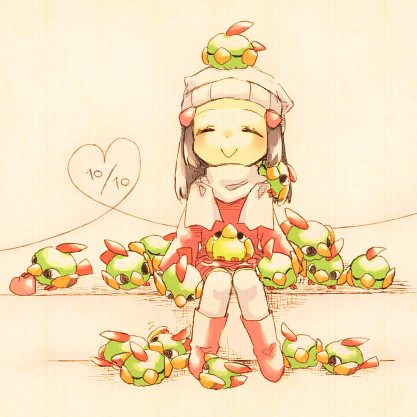 dawn and natu (pokemon and 2 more) drawn by kurimomo_(kaiko825)