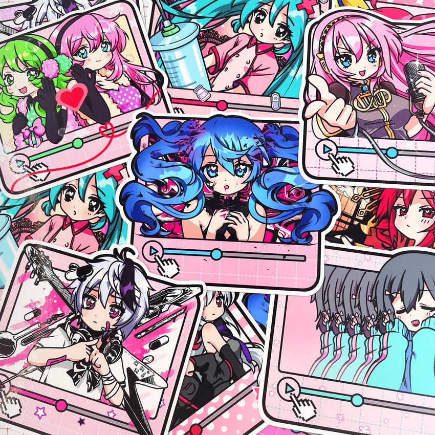 hatsune miku, megurine luka, kasane teto, gumi, yowane haku, and 2 more (vocaloid and 10 more) drawn by babylonholic