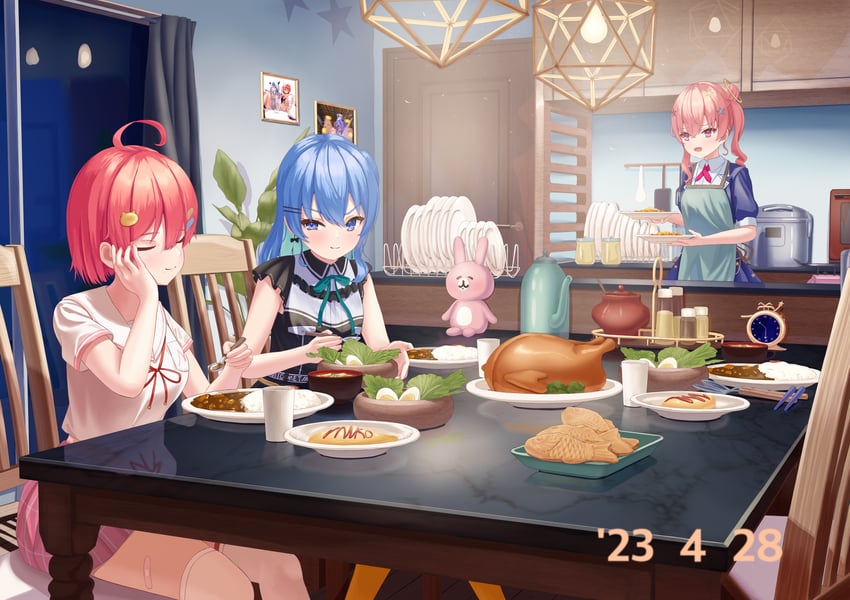 hoshimachi suisei, sakura miko, anemachi, and usagi (hololive and 1 more) drawn by asakura_(asa_t77)