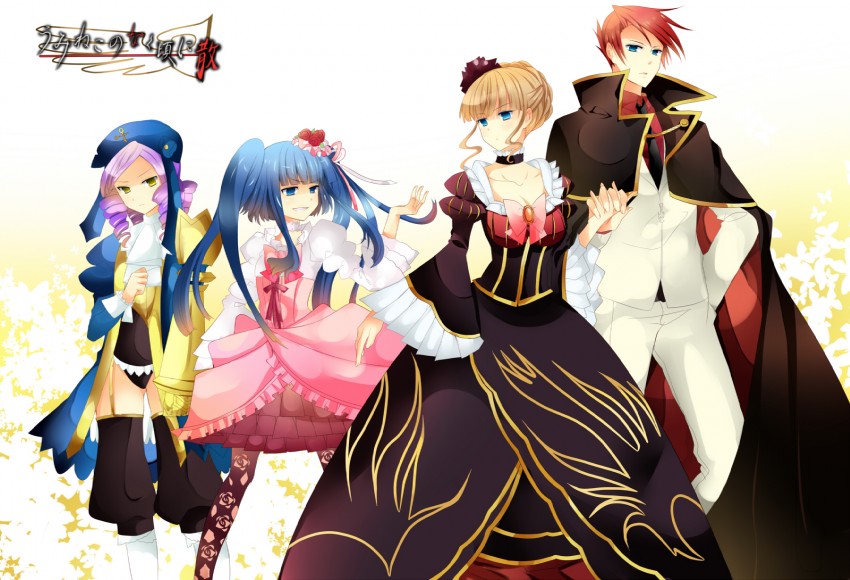 beatrice, ushiromiya battler, furudo erika, and dlanor a. knox (umineko no naku koro ni) drawn by kinatsu_souju