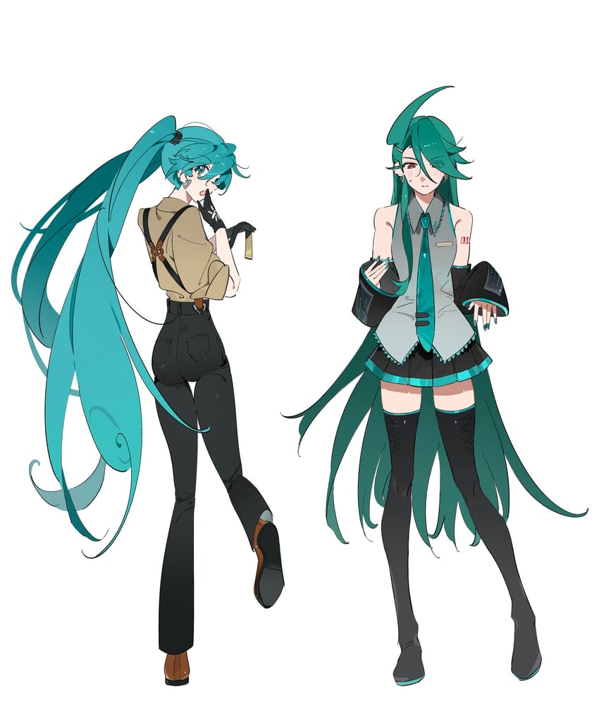 hatsune miku and rika (pokemon and 2 more) drawn by geetasdog