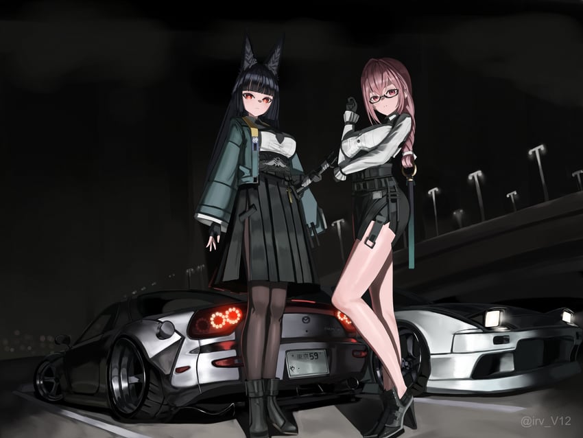 hoshimi miyabi and tsukishiro yanagi (zenless zone zero) drawn by irv_v12
