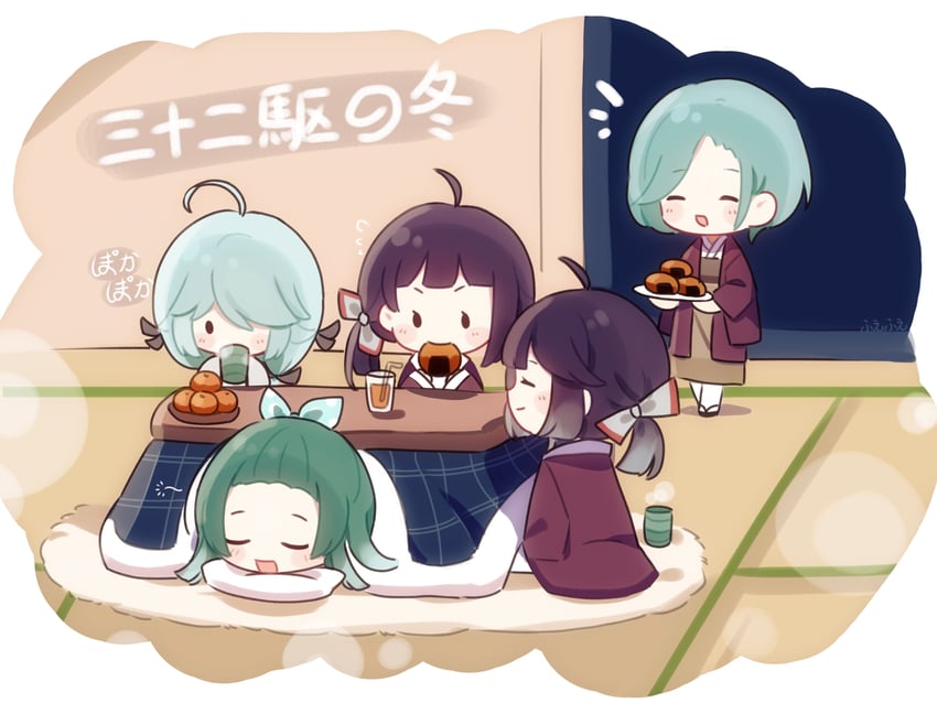 fujinami, hamanami, hayanami, tamanami, and suzunami (kantai collection) drawn by akaruku
