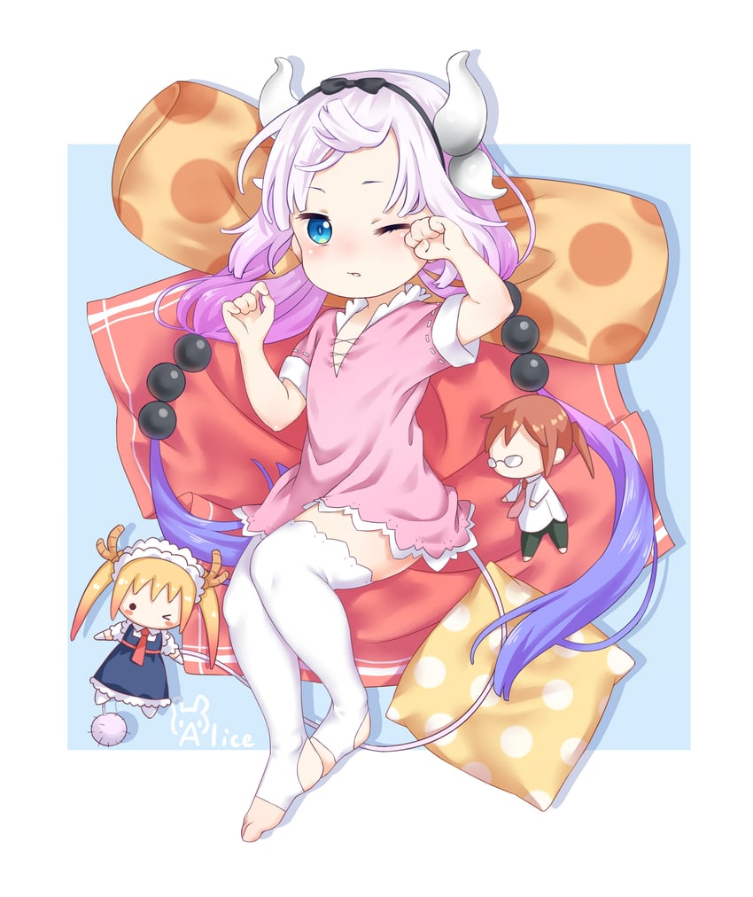 kanna kamui, tohru, and kobayashi (kobayashi-san chi no maidragon) drawn by shi_rou_tu_alice