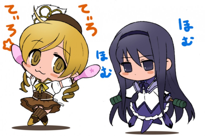akemi homura and tomoe mami (mahou shoujo madoka magica) drawn by shinanoya_(satanicad)