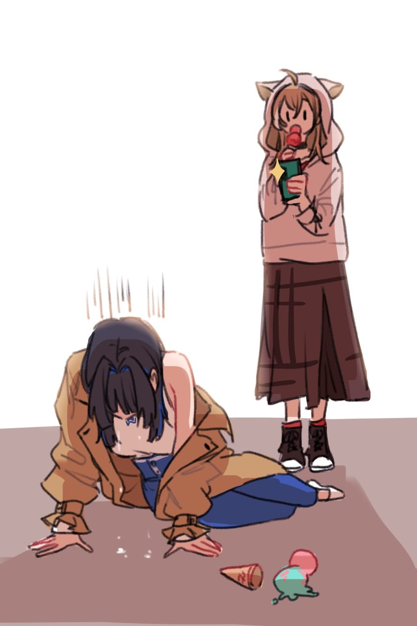 ouro kronii and nanashi mumei (hololive and 1 more) drawn by anco_(platanity)