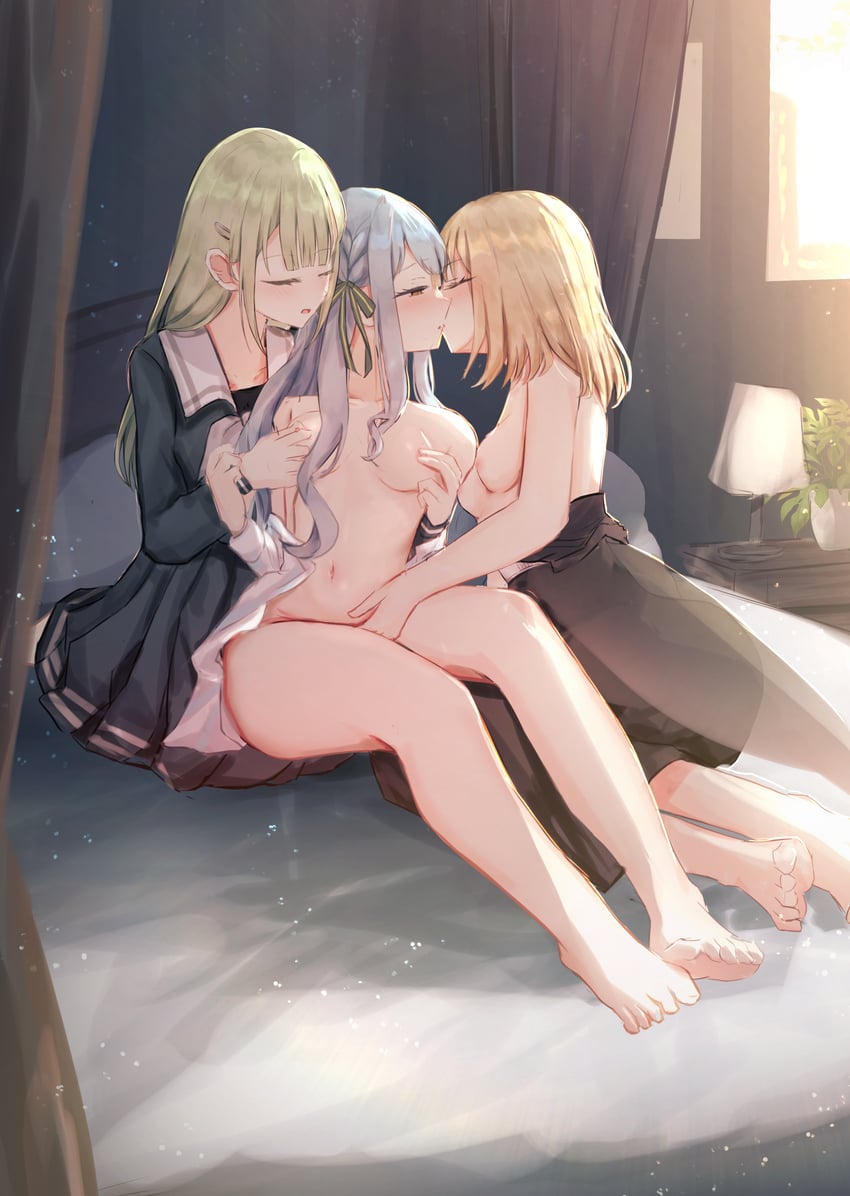 togawa sakiko, wakaba mutsumi, and misumi uika (bang dream! and 1 more) drawn by benevole