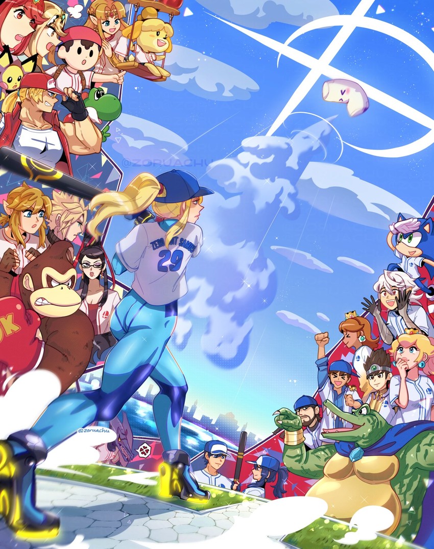 link, princess zelda, cloud strife, pyra, princess peach, and 20 more (pokemon and 26 more) drawn by zoruachu