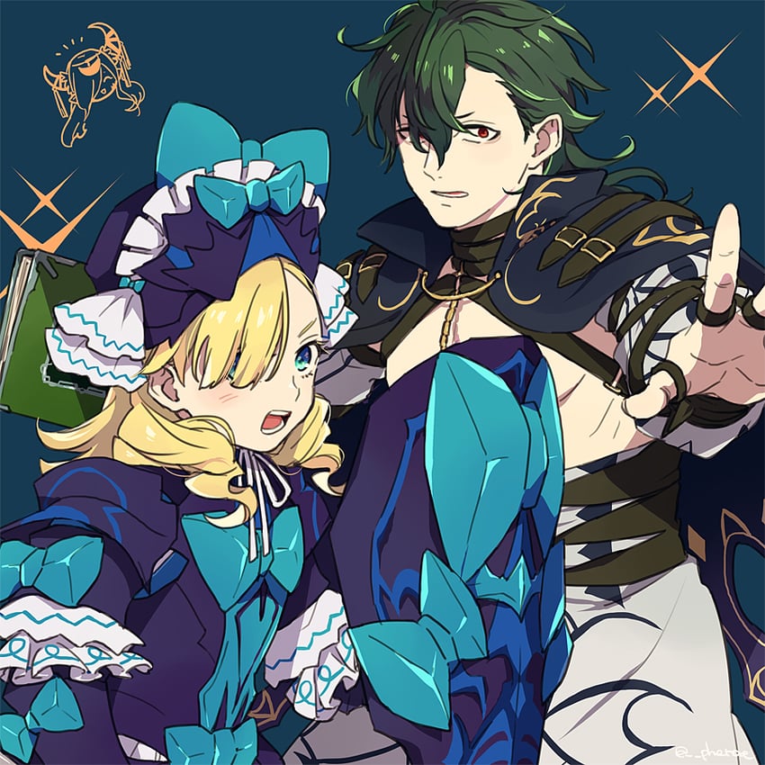 zelestia, madeline, and gregory (fire emblem and 1 more) drawn by guttary