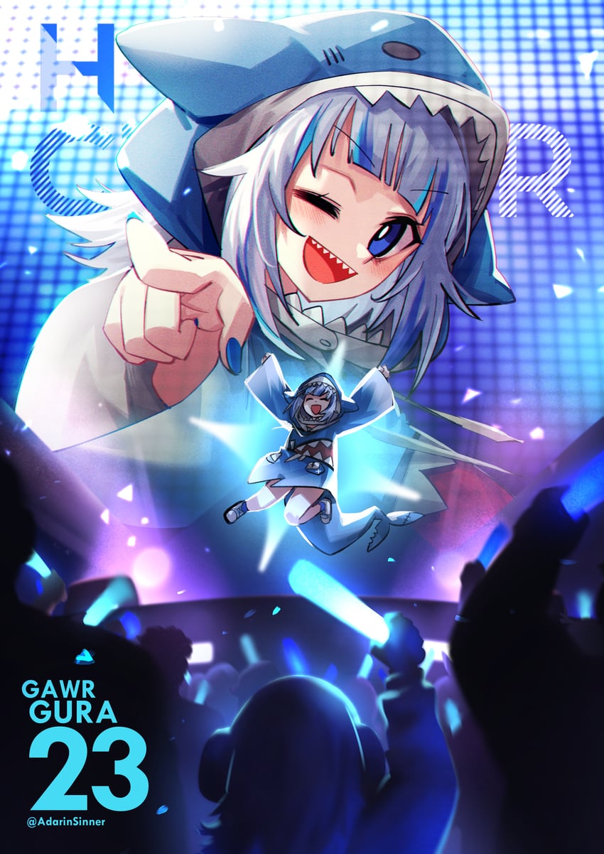 gawr gura (hololive and 1 more) drawn by adarin