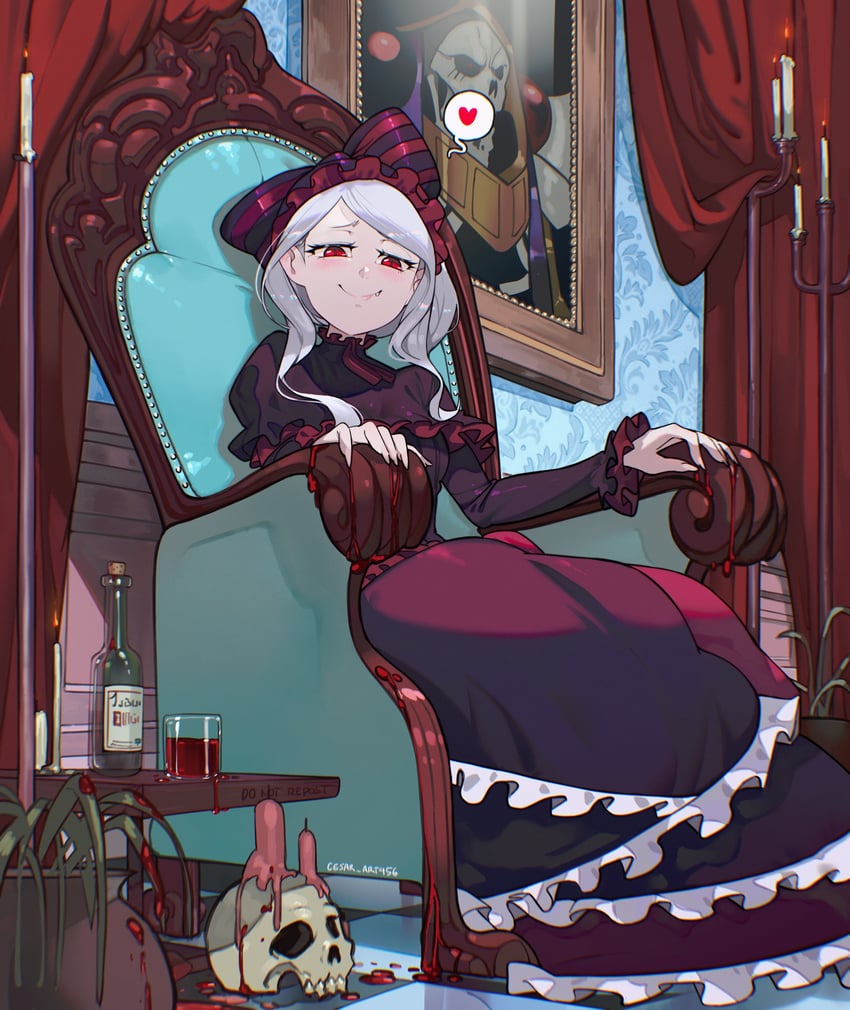 ainz ooal gown and shalltear bloodfallen (overlord) drawn by cesar_art456