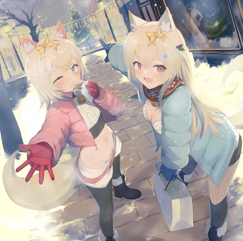 fuwawa abyssgard and mococo abyssgard (hololive and 1 more) drawn by recklessdraw