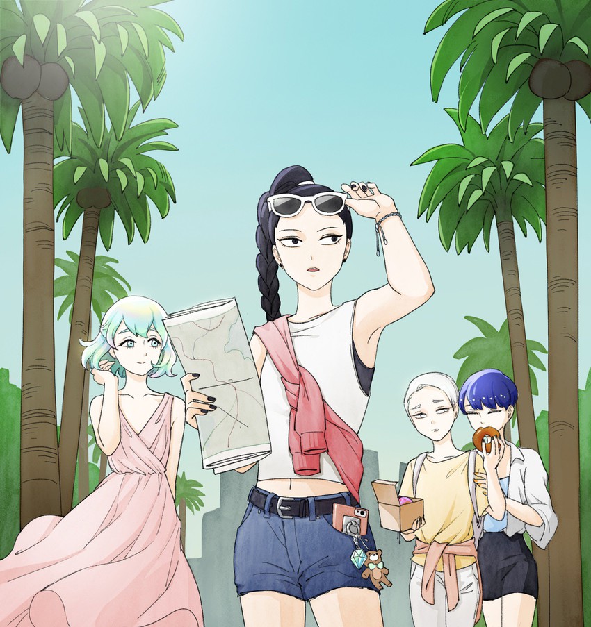 phosphophyllite, diamond, bort, and cairngorm (houseki no kuni) drawn by mydeerwitch