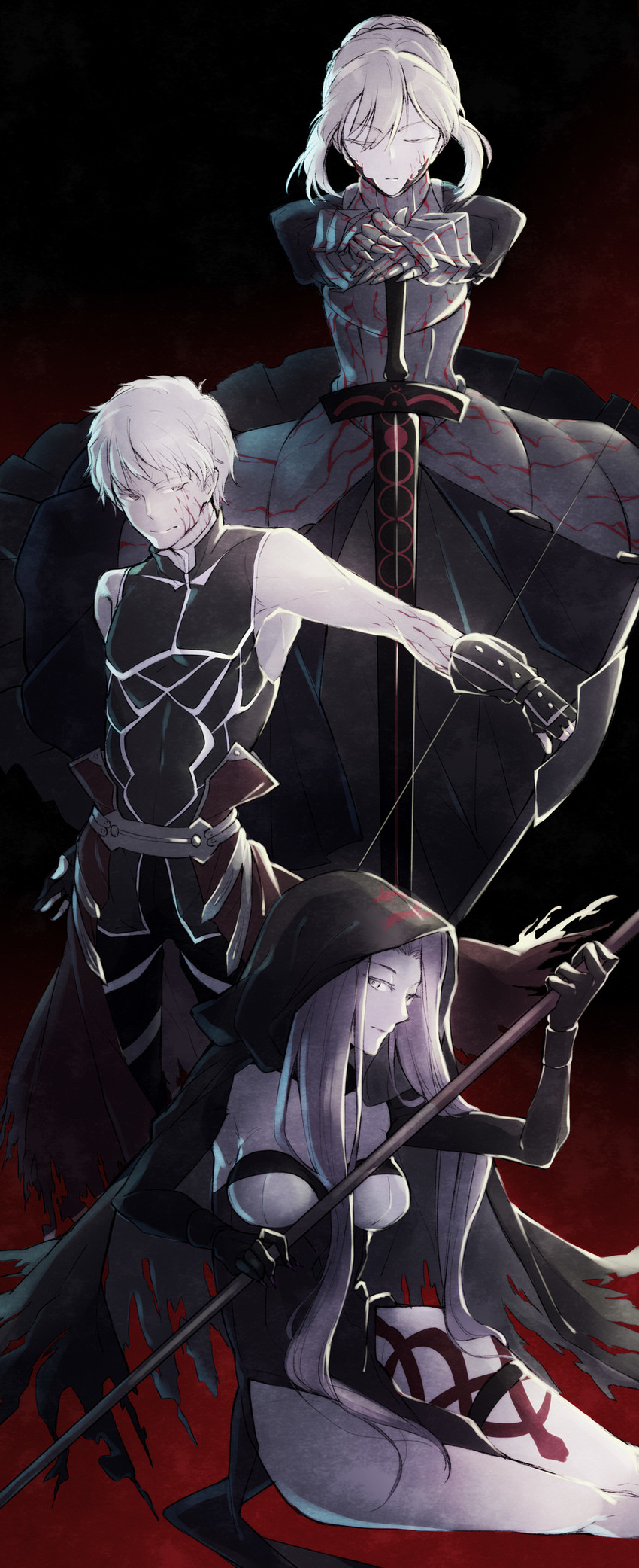 artoria pendragon, saber alter, archer, medusa, archer alter, and 1 more (fate and 2 more) drawn by toshio