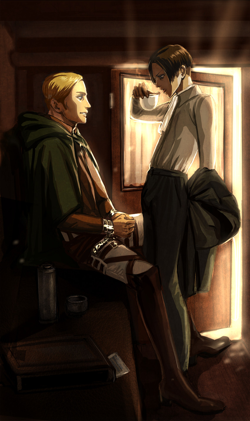 levi and erwin smith (shingeki no kyojin) drawn by aivelin