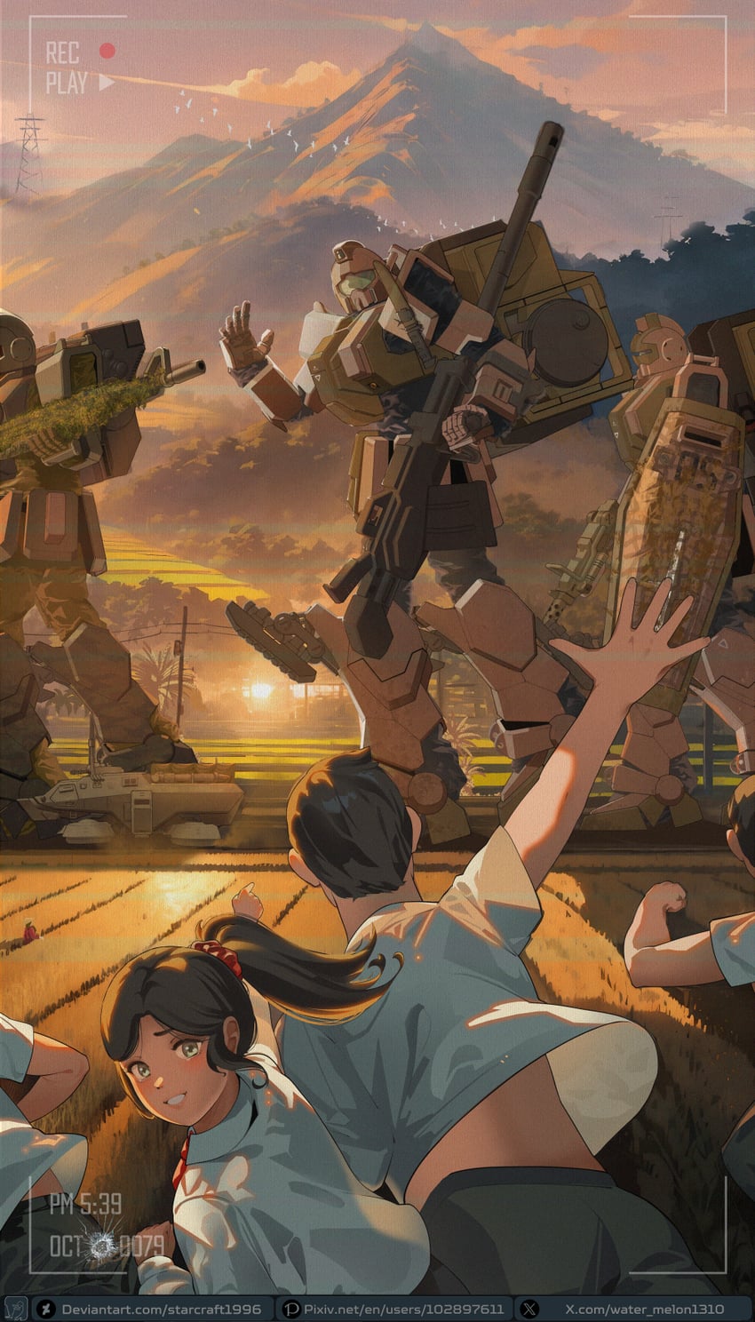 ground gm, gm sniper, and bloodhound (gundam and 1 more) drawn by watermelonsfw