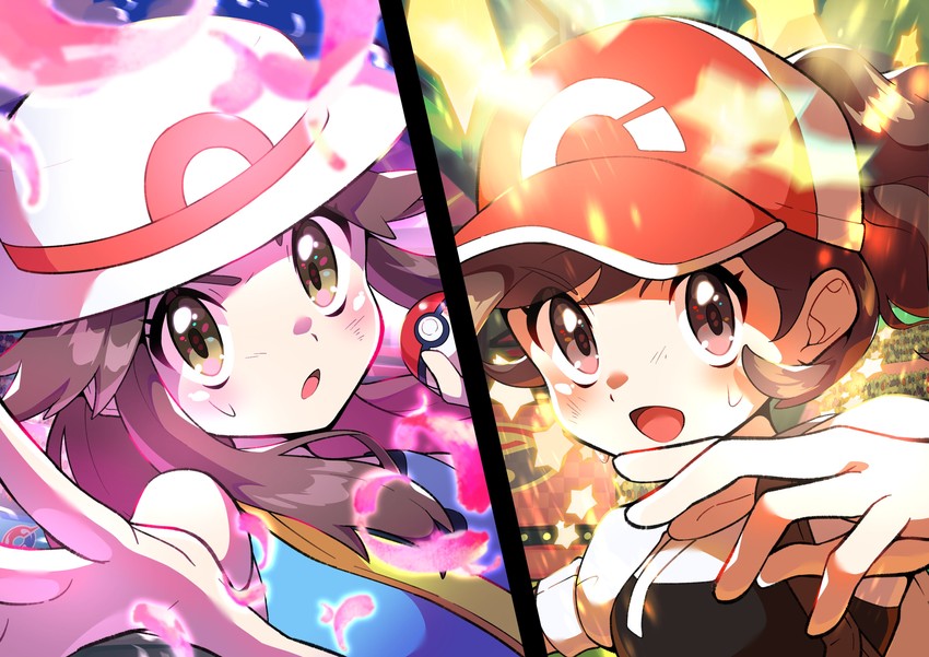 leaf and elaine (pokemon and 2 more) drawn by pon_yui