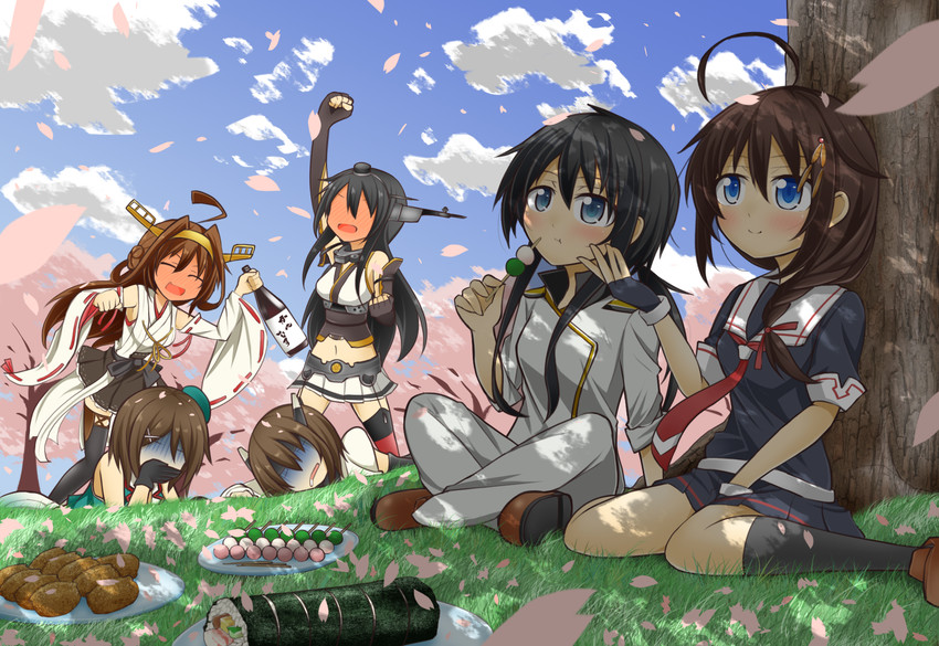 shigure, kongou, shigure kai ni, nagato, female admiral, and 4 more (kantai collection) drawn by wataru_(nextlevel)