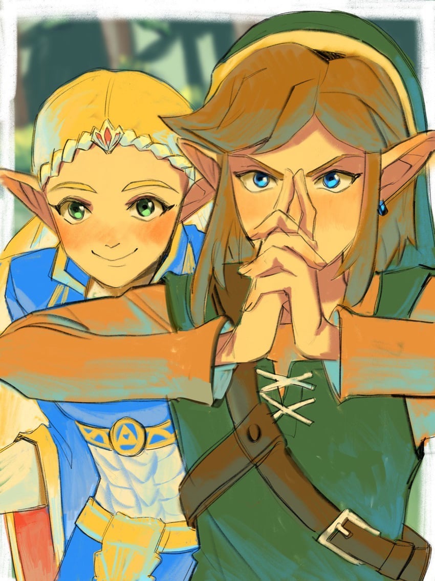 link and princess zelda (the legend of zelda) drawn by rv_(gvdn7245)