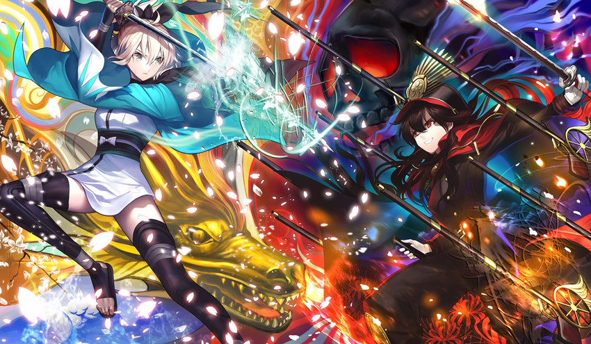 okita souji and oda nobunaga (fate and 2 more) drawn by tsukimoto_aoi