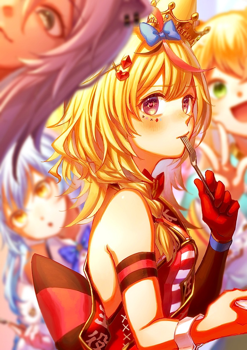 yukihana lamy, shishiro botan, omaru polka, and momosuzu nene (hololive) drawn by akubi_darake