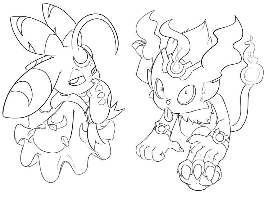 lunamon and coronamon (digimon) drawn by imposter_dude