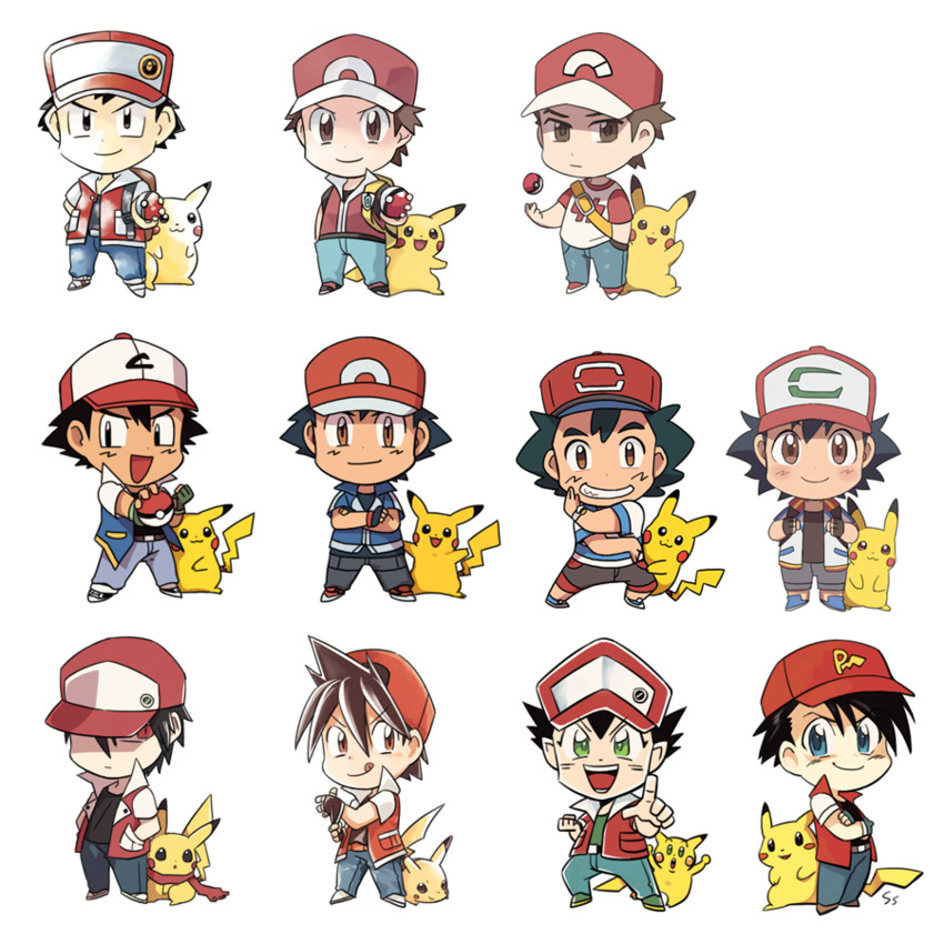pikachu, ash ketchum, red, pika, pixiv red, and 1 more (pokemon and 10 more) drawn by ssalbulre