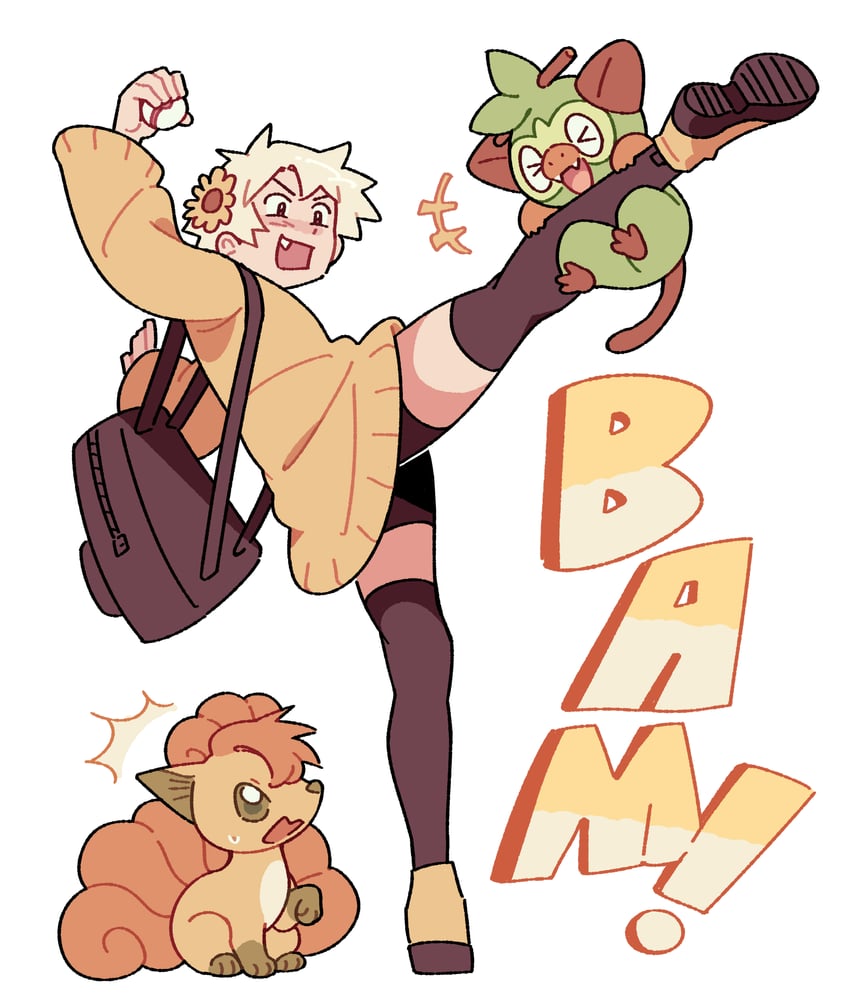 grookey and vulpix (original and 1 more) drawn by fourleafisland