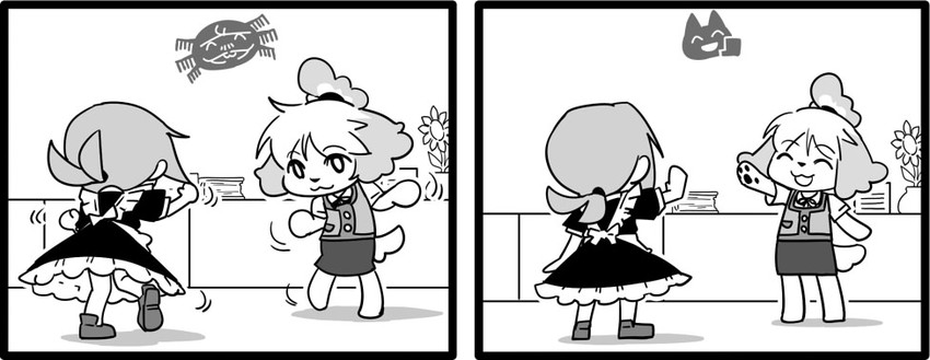 isabelle and villager (animal crossing) drawn by seki_(red_shine)