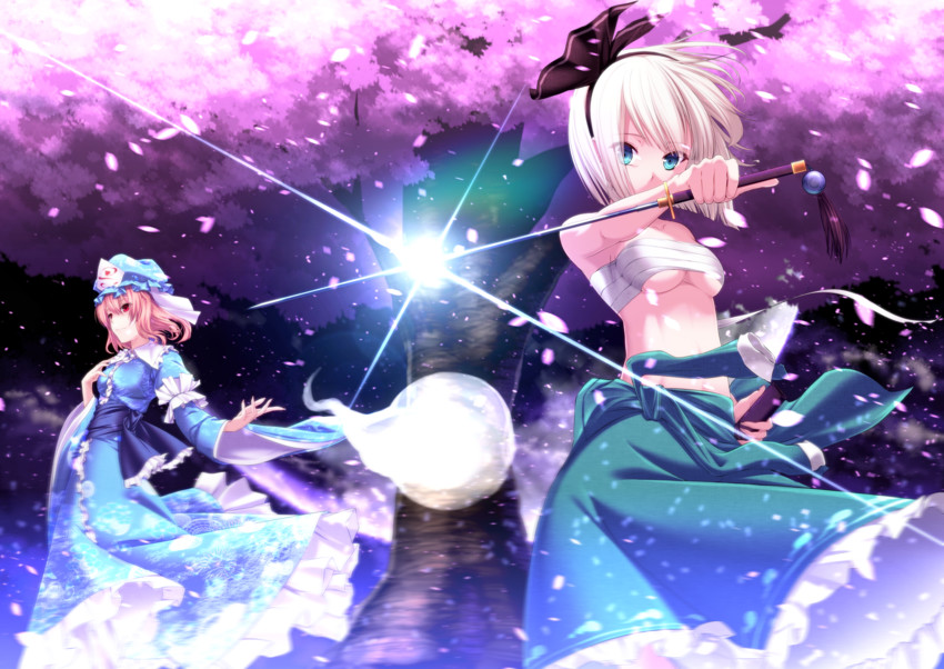 konpaku youmu and saigyouji yuyuko (touhou) drawn by aono_meri