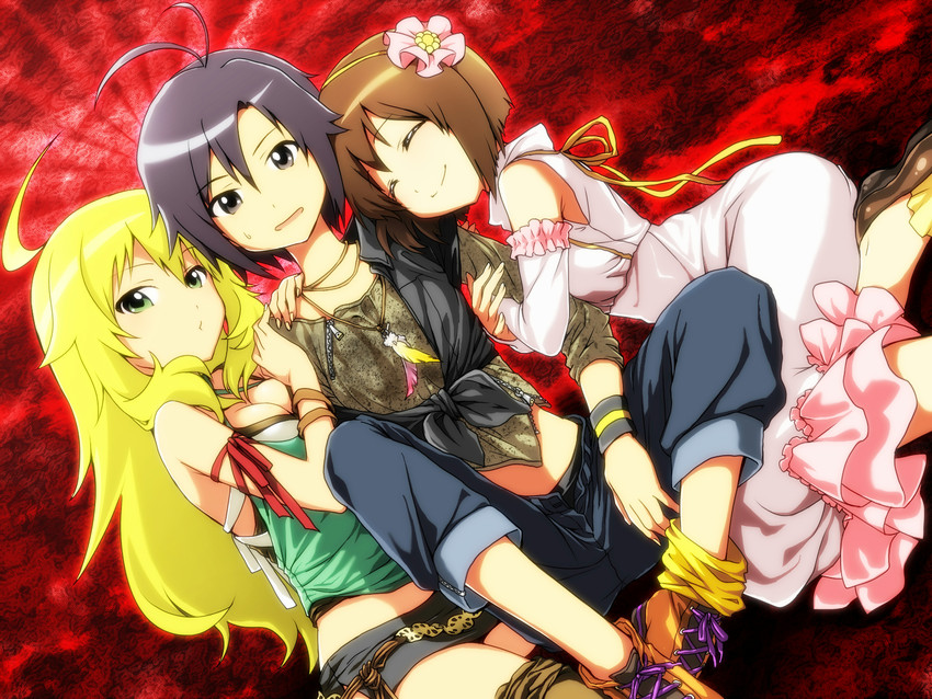 hoshii miki, kikuchi makoto, and hagiwara yukiho (idolmaster) drawn by oumi_sanaka