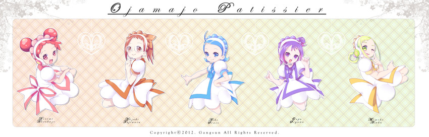 harukaze doremi, segawa onpu, fujiwara hazuki, senoo aiko, and asuka momoko (ojamajo doremi) drawn by gangsun