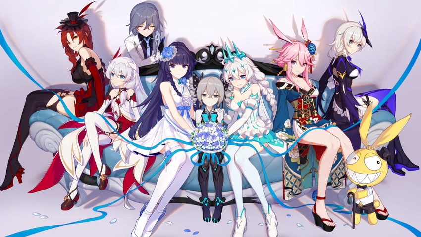 kiana kaslana, raiden mei, fu hua, bronya zaychik, theresa apocalypse, and 4 more (honkai and 1 more)