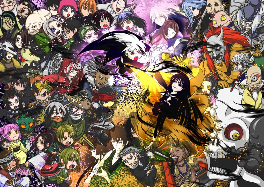 hagoromo gitsune, nura rikuo, nura rihyon, setsura, and tsuchigumo (nurarihyon no mago) drawn by ritadc