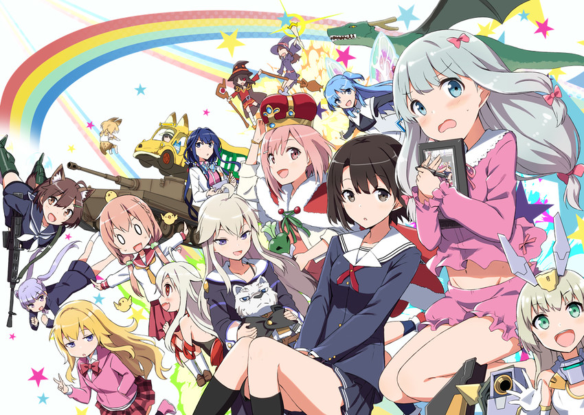 megumin, serval, kaban, izumi sagiri, kagari atsuko, and 12 more (kemono friends and 16 more) drawn by gotyou