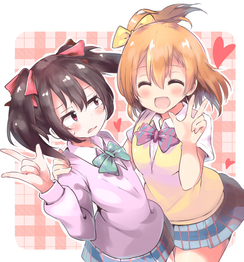 yazawa nico and kosaka honoka (love live! and 1 more) drawn by popii_(yuuta679)